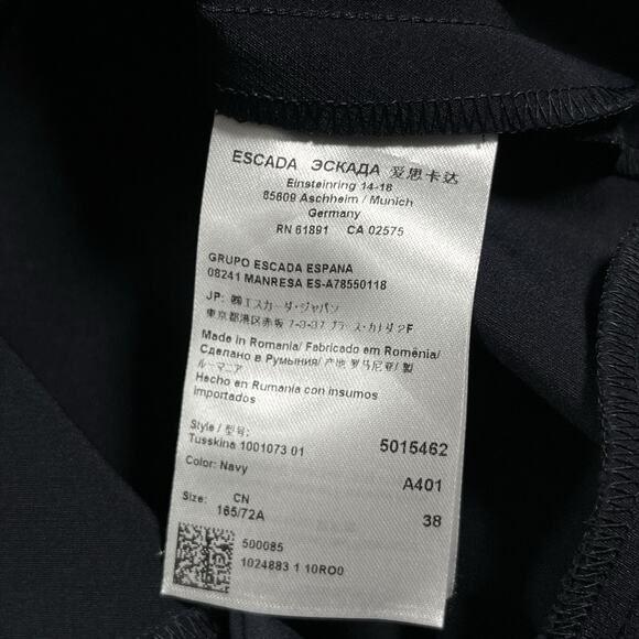 Escada Pants Womens 38 Blue Dress Straight Leg Trousers Preppy Designer - Picture 7 of 16